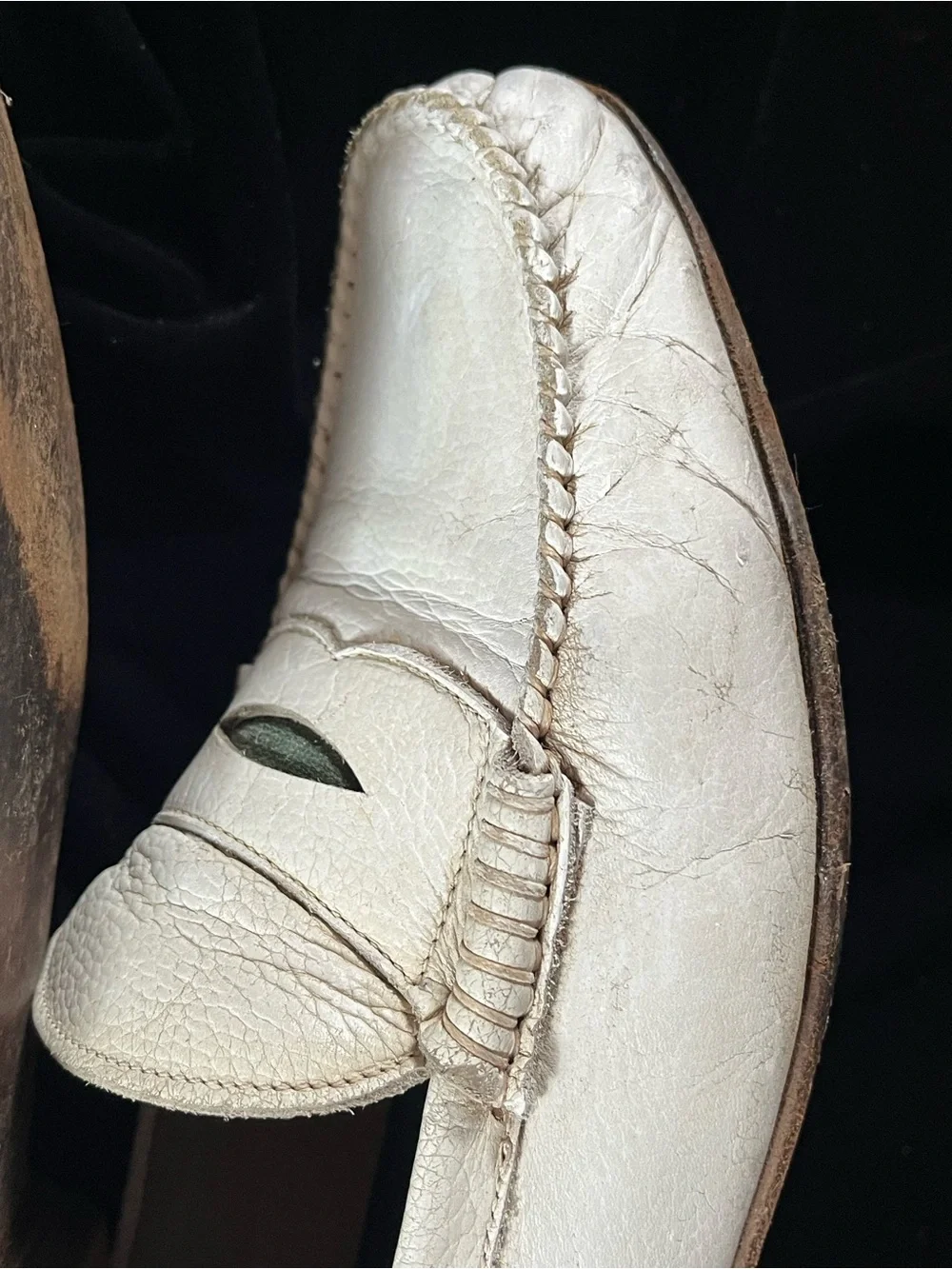 Gucci Vintage Men's White Penny Loafers